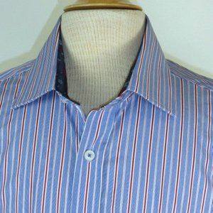 ENGLISH LAUNDRY blue contrast cuff SHIRT 17 34/35